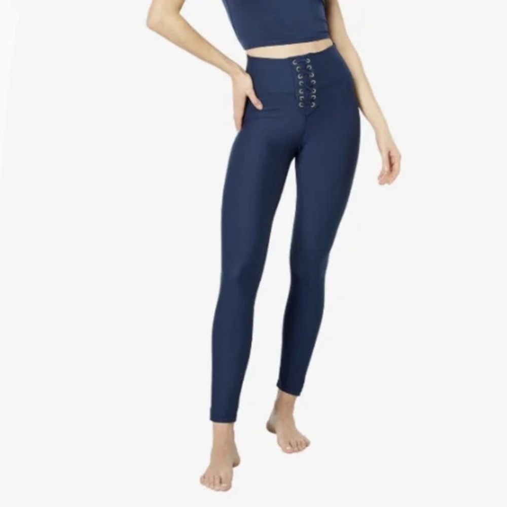 WeWoreWhat Dress Blue NWT Lace Up Crop Leggings
